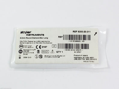5300-20-311 ~ Stryker Round Diamond Bur Long 6.0mm (x)